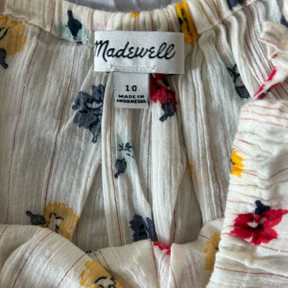 Madewell Ruffle-Strap Cami Top in Metallic-Striped Confetti Floral size 10 - Picture 11 of 13